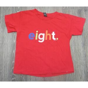 EIGHT 8th Birthday Kids Shirt Size XS Youth Cotton Short Sleeve Red 8 Years Old